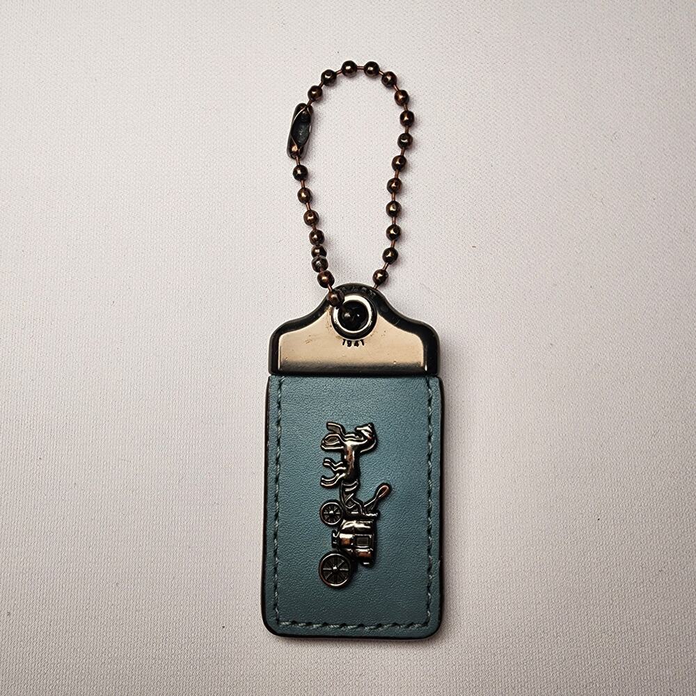 Coach 1941 Horse Carriage Hang Tag Bag Charm - Dark Gunmetal/Blue Marine
